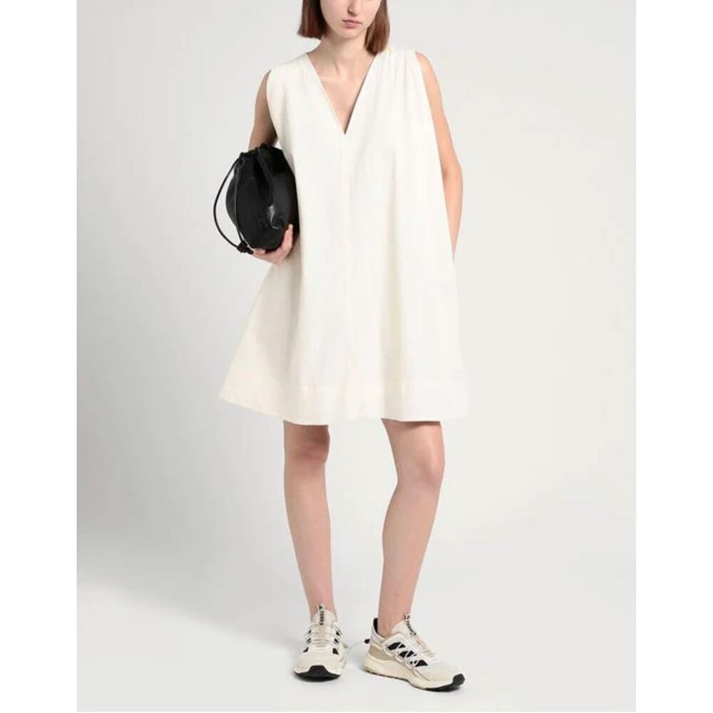COS White Sleeveless A-Line Dress Cotton Tunic Sz 2 Pockets Minimalist Old Money